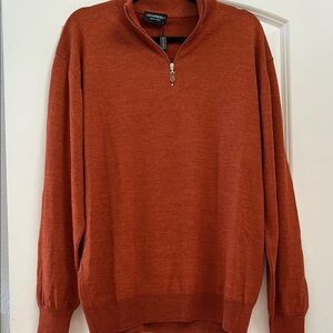 NWT Gionfriddo wool blend 1/4 zip mock neck rust colored sweater. Size L